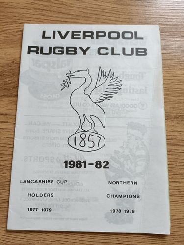 Liverpool v Preston Grasshoppers Feb 1982 Lancashire Cup Rugby Programme