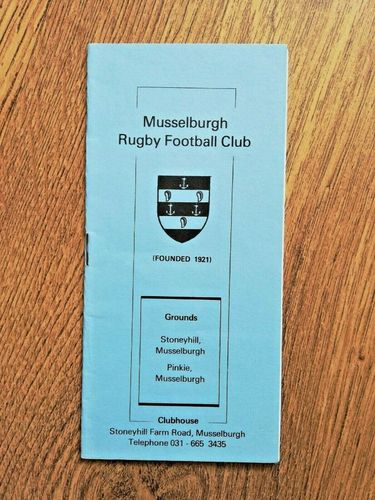 Musselburgh Rugby Football Club Fixture Card 1990-91