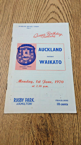 Waikato v Auckland Jun 1970 Coronation Shield Rugby Programme