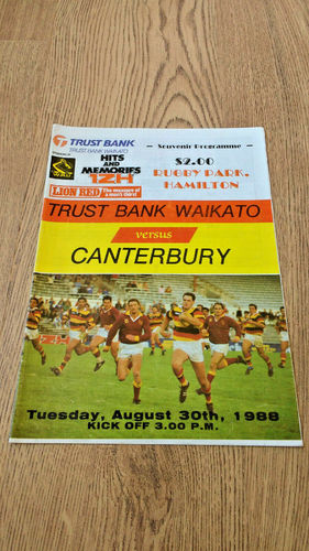 Waikato v Canterbury Aug 1988 Rugby Programme