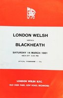 London Welsh Rugby Union Programmes