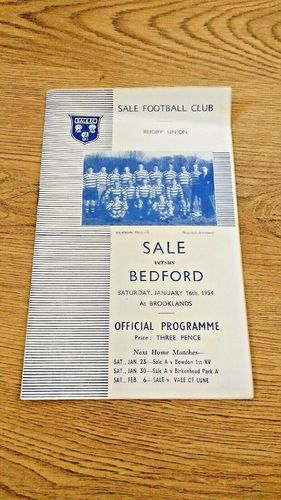 Sale v Bedford Jan 1954 Rugby Programme