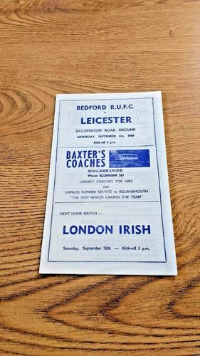 Bedford v Leicester Sept 1969 Rugby Programme