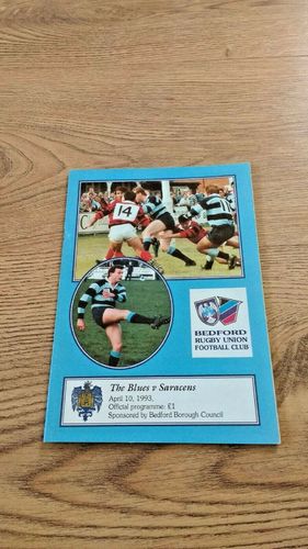 Bedford v Saracens Apr 1993 Rugby Programme