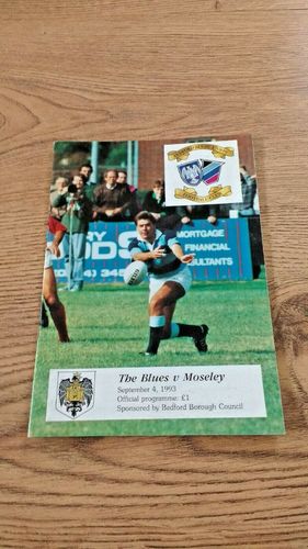 Bedford v Moseley Sept 1993 Rugby Programme