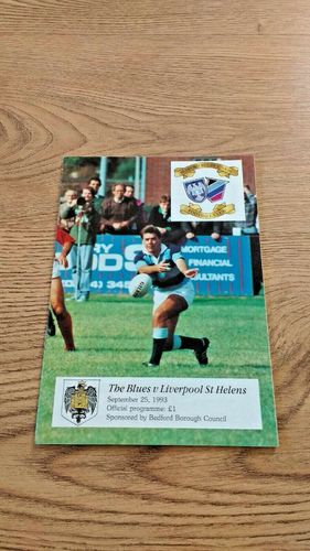 Bedford v Liverpool St Helens Sept 1993 Rugby Programme