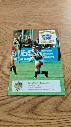 Bedford v Saracens Feb 1994 Rugby Programme