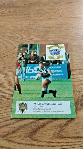 Bedford v Rosslyn Park Apr 1994 Rugby Programme