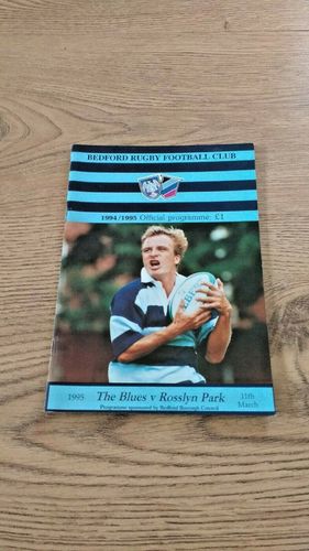 Bedford v Rosslyn Park Mar 1995 Rugby Programme