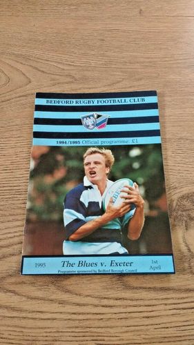 Bedford v Exeter Apr 1995 Rugby Programme