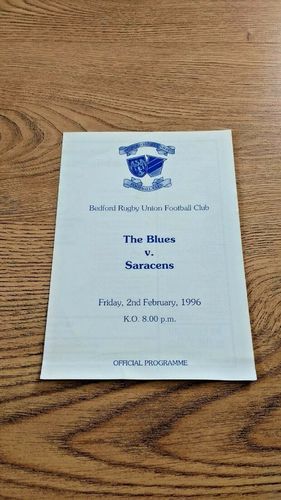 Bedford v Saracens Feb 1996 Rugby Programme