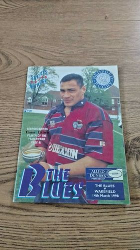 Bedford v Wakefield Mar 1998 Rugby Programme