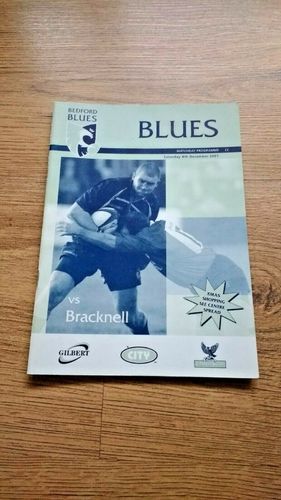 Bedford v Bracknell Dec 2001 Rugby Programme