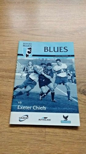 Bedford v Exeter Chiefs Mar 2003 Rugby Programme