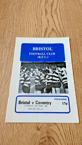 Bristol v Coventry Apr 1980 Rugby Programme