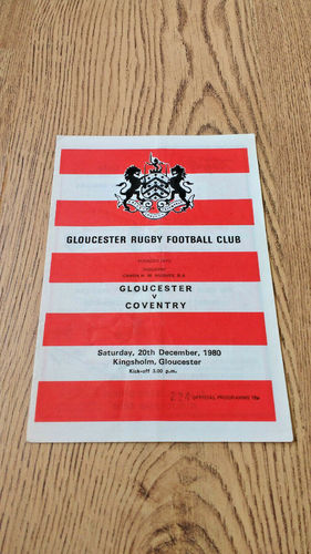 Gloucester v Coventry Dec 1980 Rugby Programme