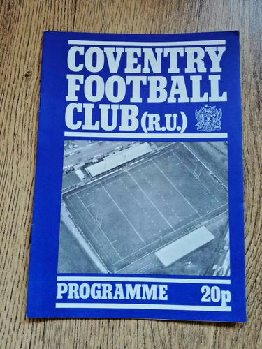 Coventry v Bridgend Oct 1981 Rugby Programme
