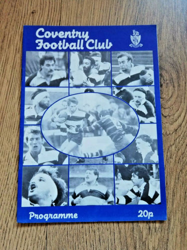 Coventry v Leicester Oct 1984 Rugby Programme