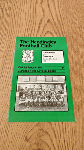 Headingley v Coventry Mar 1986 Rugby Programme