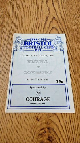 Bristol v Coventry Jan 1988 Rugby Programme