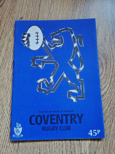 Coventry v Ontario Sept 1990 Rugby Programme
