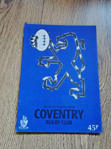 Coventry v Waterloo Sept 1990 Rugby Programme