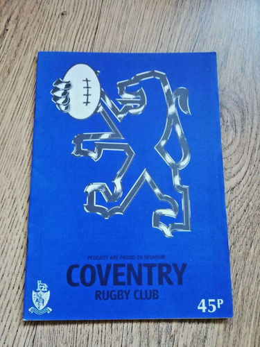 Coventry v Headingley Nov 1990 Rugby Programme