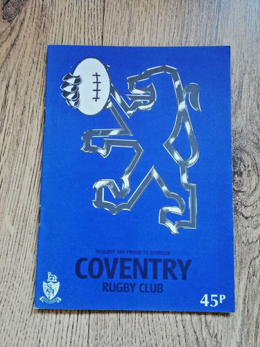 Coventry v Rugby Apr 1991 Rugby Programme