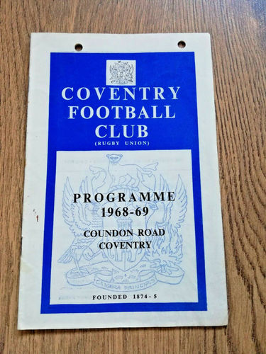Coventry v Waterloo Mar 1969 Rugby Programme