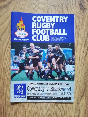 Coventry v Blackwood Feb 1997 Rugby Programme