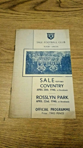 Sale v Coventry & Rosslyn Park Apr 1946 Rugby Programme