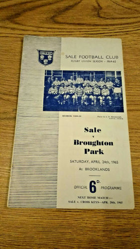 Sale v Broughton Park Apr 1965 Rugby Programme