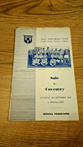 Sale v Coventry Sept 1968 Rugby Programme