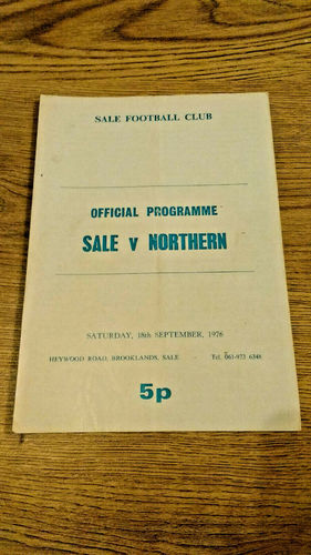 Sale v Northern Sept 1976 Rugby Programme
