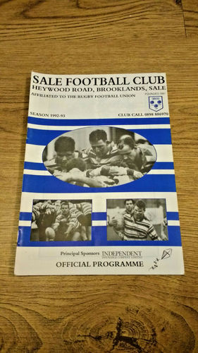 Sale v Liverpool St Helens Apr 1993 Rugby Programme