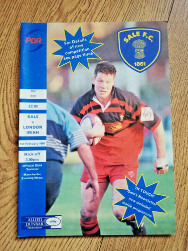 Sale v London Irish Feb 1998 Rugby Programme