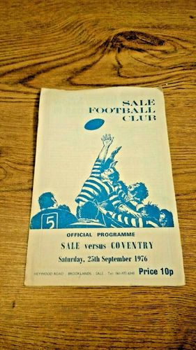 Sale v Coventry Sept 1976 Rugby Programme