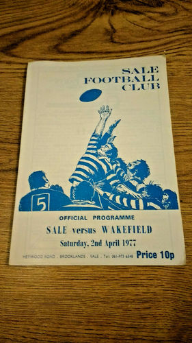 Sale v Wakefield Apr 1977 Rugby Programme