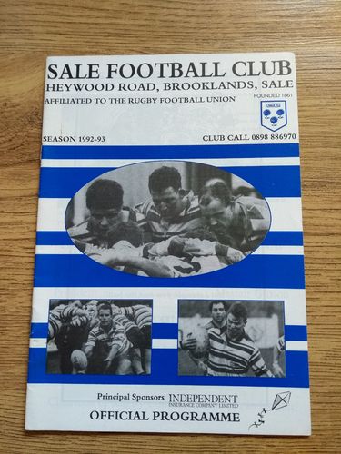 Sale v Coventry Apr 1993 Rugby Programme
