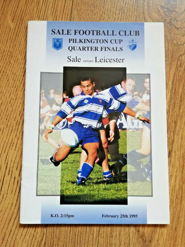 Sale v Leicester Feb 1995 Pilkington Cup Quarter-Final Rugby Programme