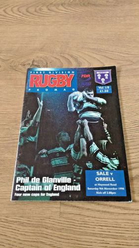 Sale v Orrell Nov 1996 Rugby Programme