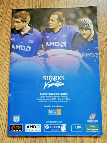 Sale v Newcastle Falcons Jan 2003 Rugby Programme