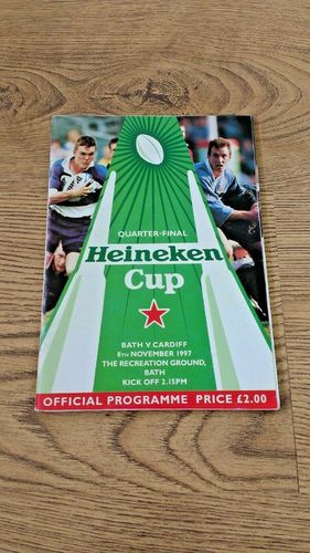 Bath v Cardiff Nov 1997 Heineken Cup Quarter-Final Rugby Programme