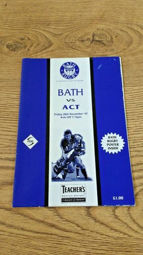 Bath v ACT Brumbies Nov 1997 Rugby Programme