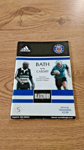 Bath v Cardiff Feb 1999 Rugby Programme
