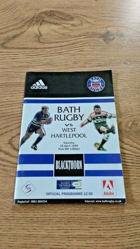 Bath v West Hartlepool Apr 1999 Rugby Programme