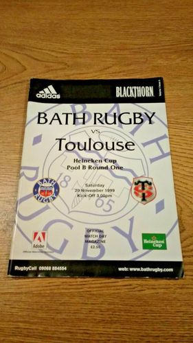 Bath v Toulouse Nov 1999 Heineken Cup Rugby Programme