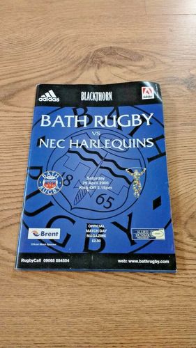 Bath v Harlequins Apr 2000 Rugby Programme