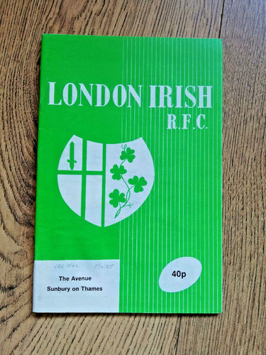 London Irish v Bristol Oct 1985 Rugby Programme