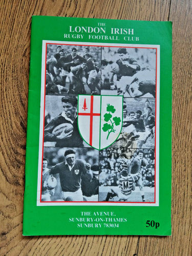 London Irish v Wakefield Mar 1991 Rugby Programme